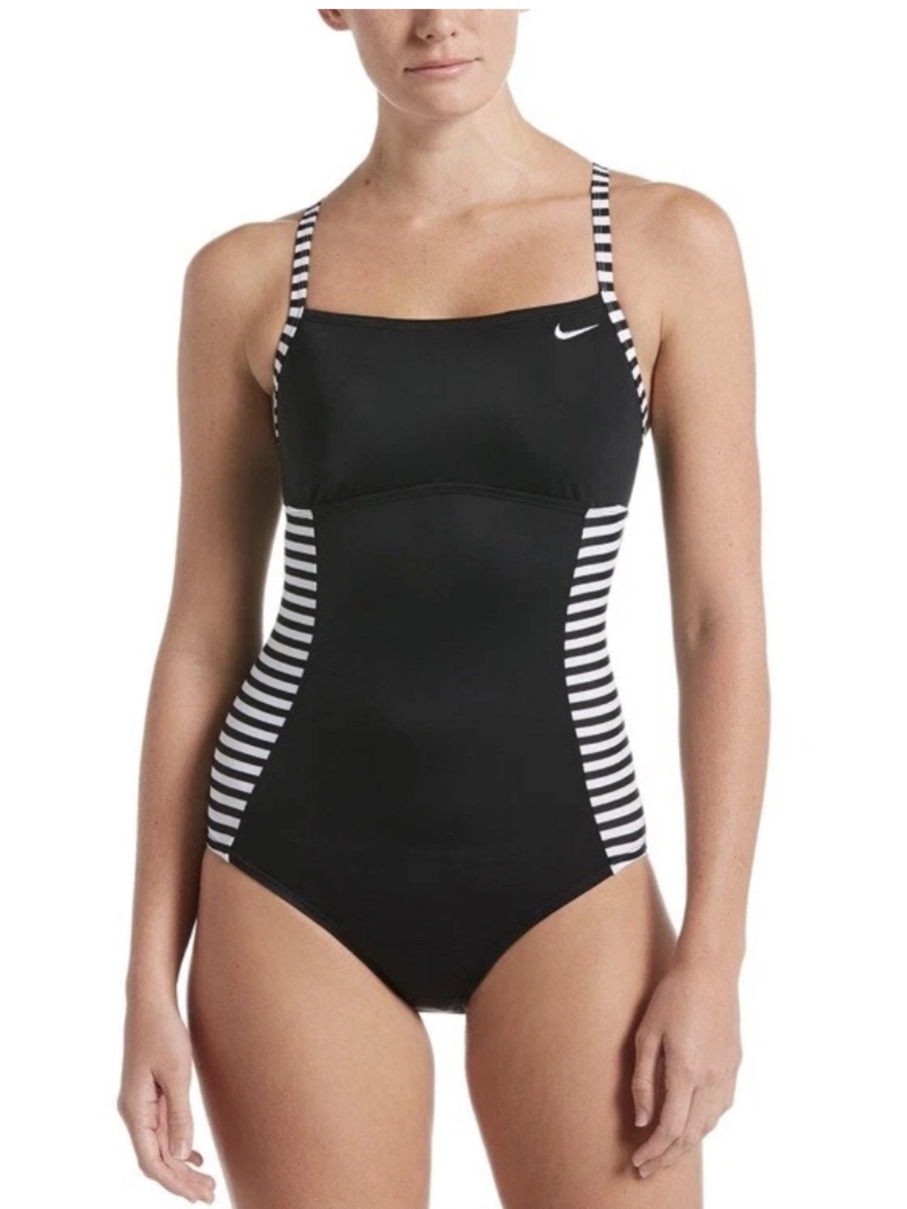 Nike Women's Laser Stripe Crossback One Piece Swimsuit Small